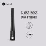 SUGAR Cosmetics Gloss Boss 24Hr Glossy Eyeliner Gel With Brush | Smudeproof & Waterproof - 01 Back In Black (Black Eyeliner) | 3Ml