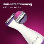 Philips Body Trimmer For Women, Skin Safe With Rounded Tips, 2In1 Trim Or Shave, Hair Removal For Intimate Areas,Arms,Legs & Body, No Skin Irritation, Travel Friendly I2 Year Warranty-BRT383/